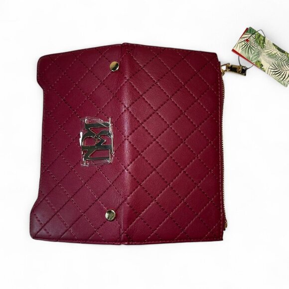 Badgley Mischka Long Diamond Quilted Card Wallet - Wine/Red, NWT - Picture 7 of 12